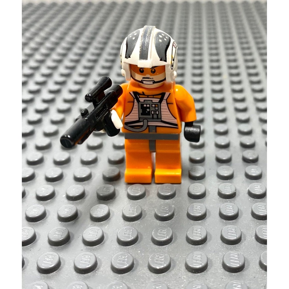 Lego Star Wars Sev Senesca XWing Pilot Orange Helmet Blaster Gun minifigure
